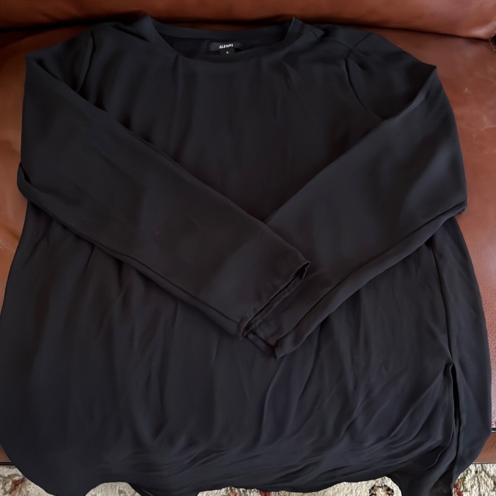 Black Alfani top with sheer overlay